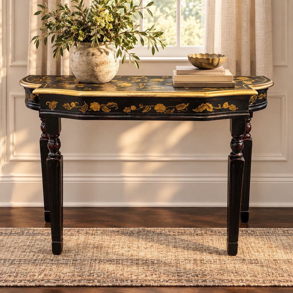 Ornate Painted Floral Hall Table