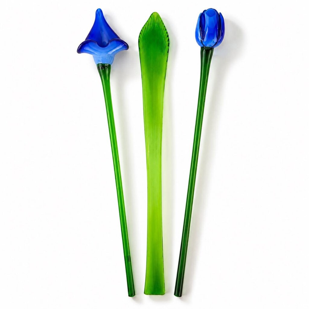 3 Piece Art Glass Flower Set