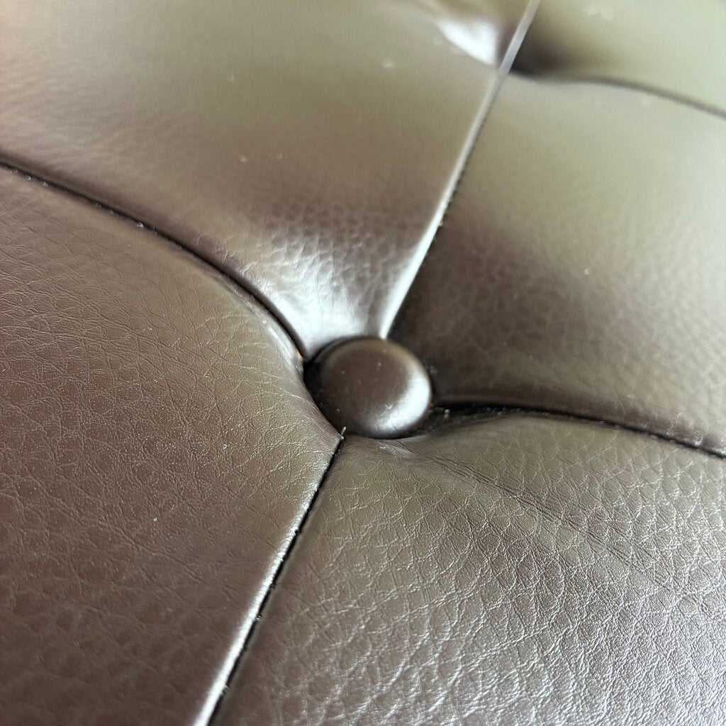 Tufted Vegan Leather Ottoman w/ Storage