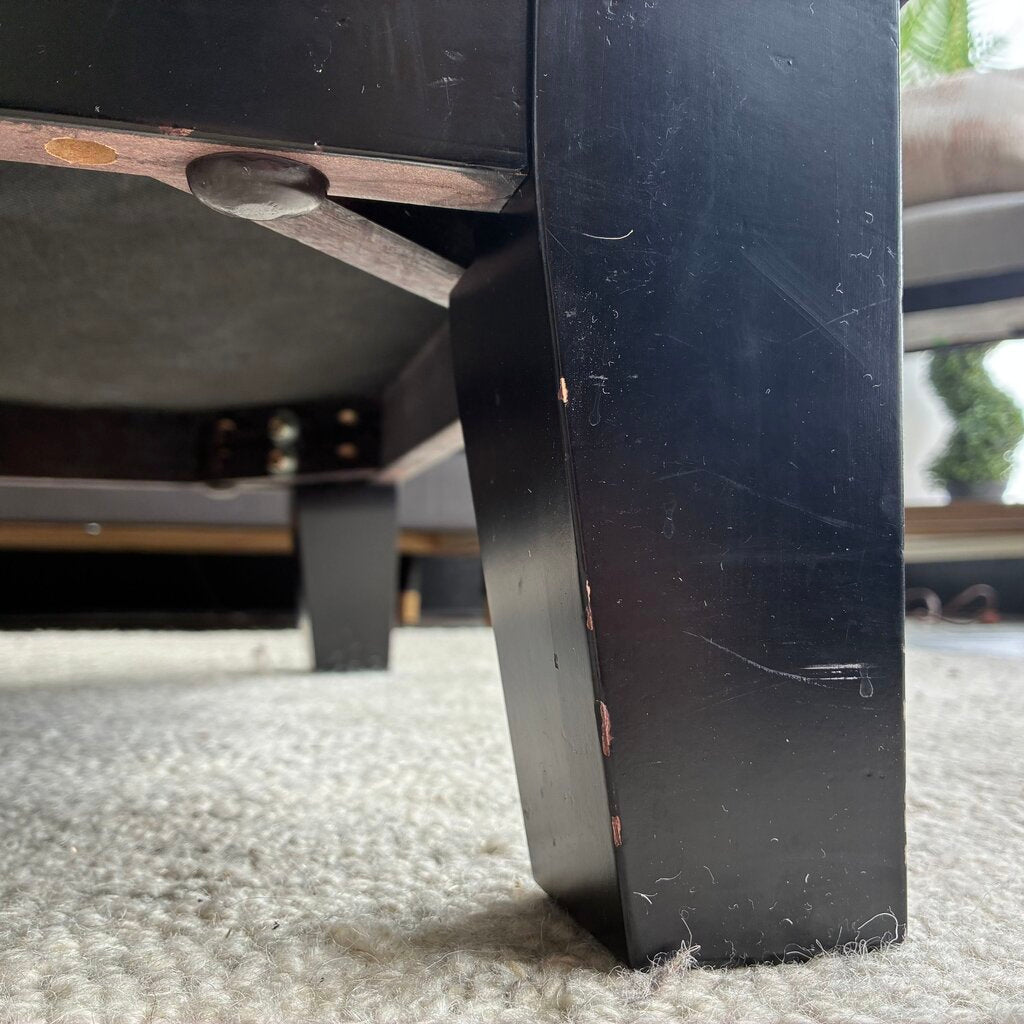 Tufted Vegan Leather Ottoman w/ Storage