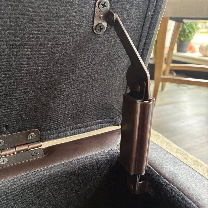 Tufted Vegan Leather Ottoman w/ Storage