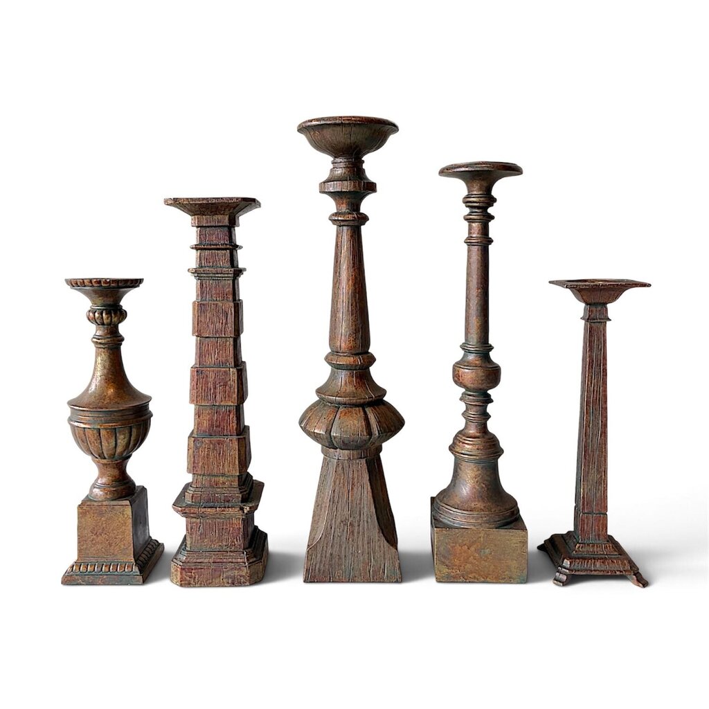 Orig. Price $350 - Set of 5 Wooden Candlesticks