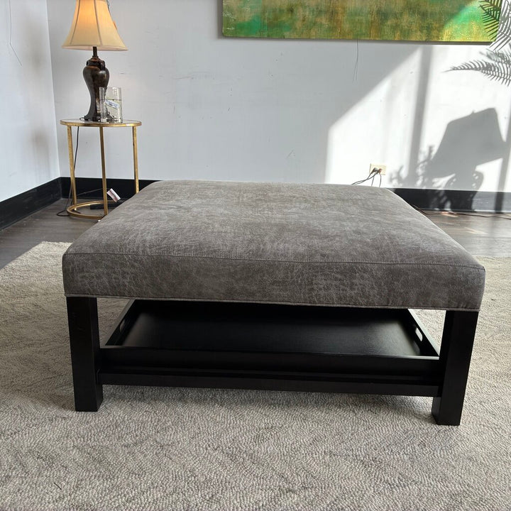 Orig. Price $1,259 - Suede Ottoman w/ Pair of Nesting Trays