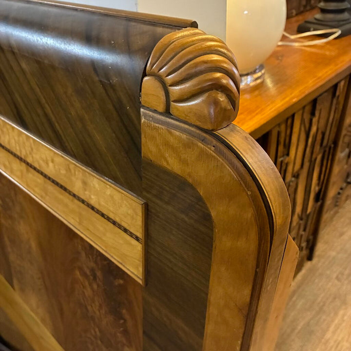 1930's Art Deco-style Waterfall Wood Bed - Full - Acosta's Home