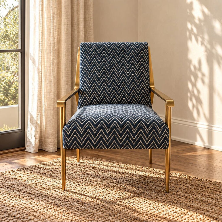 Orig. Price $1,295 - Zola Lounge Chair w/ Chevron Upholstery