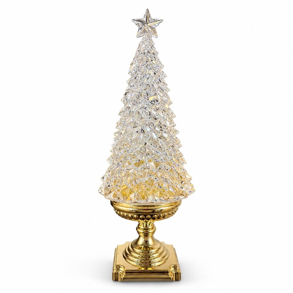 Tall Lighted Tree w/Gold Glitter