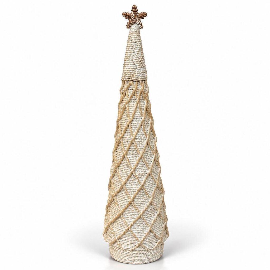 Tall Whitewash Scalloped Woven Tree