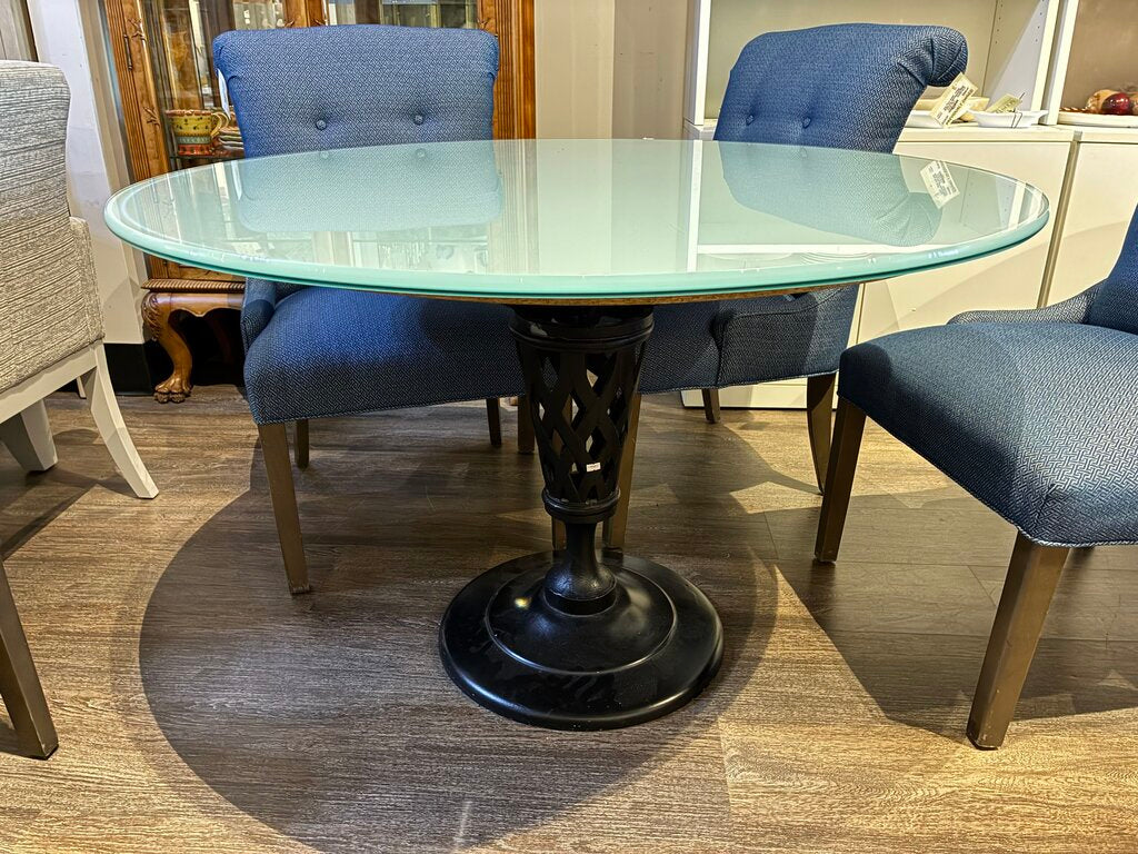 Frosted Glass Top Dining Table w/ Iron Base