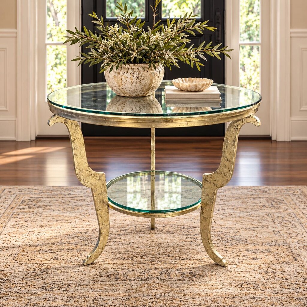 Round Side Table w/ Glass Top