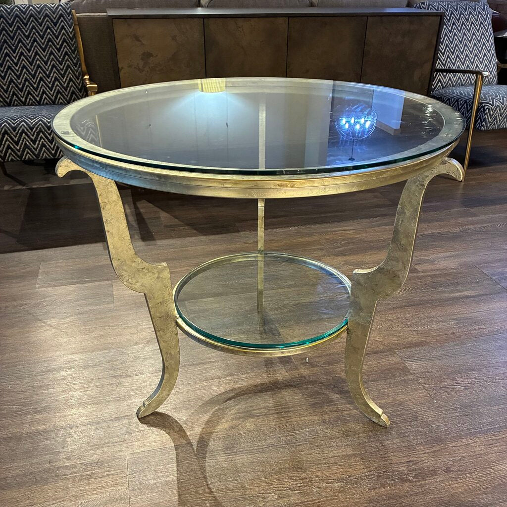 Round Side Table w/ Glass Top