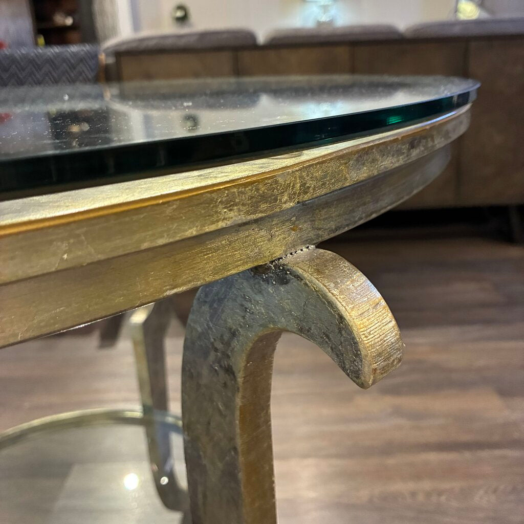 Round Side Table w/ Glass Top