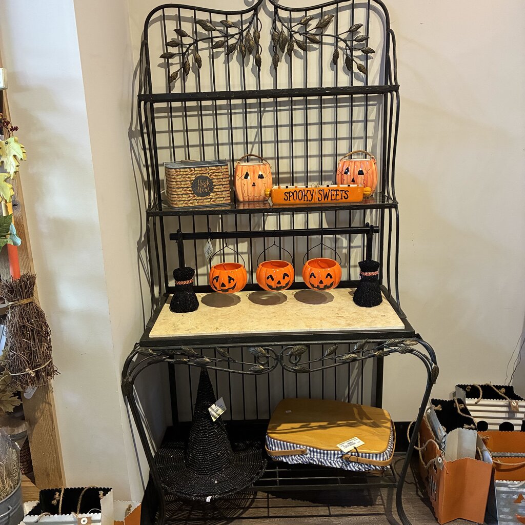 Wrought Iron & Stone Baker's Rack