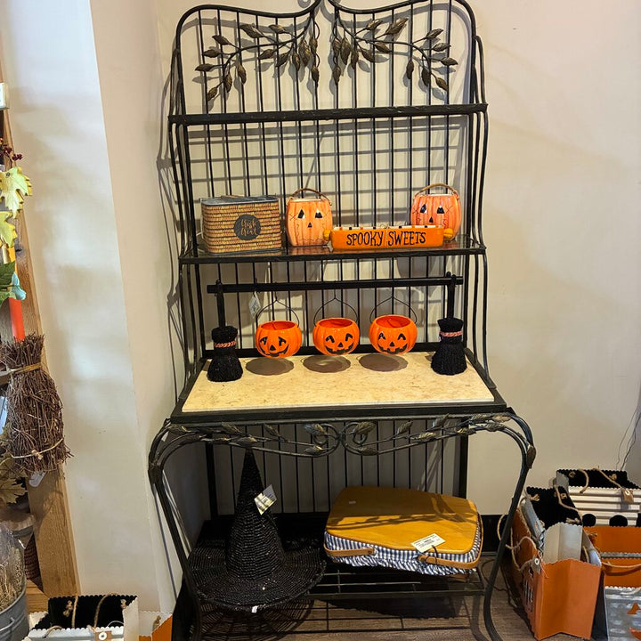 Wrought Iron & Stone Baker's Rack