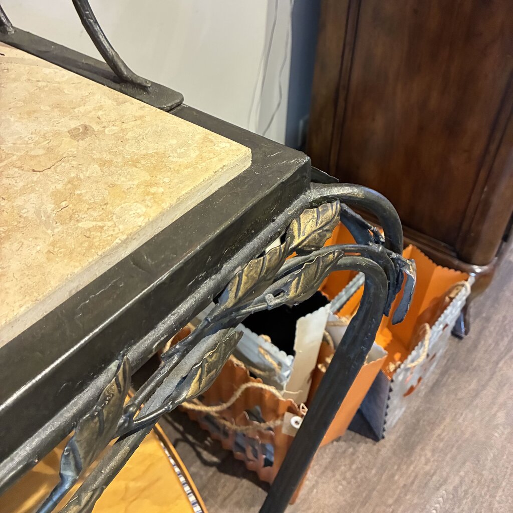 Wrought Iron & Stone Baker's Rack