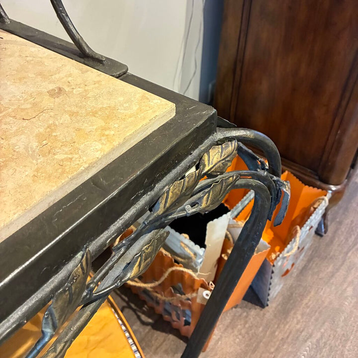 Wrought Iron & Stone Baker's Rack