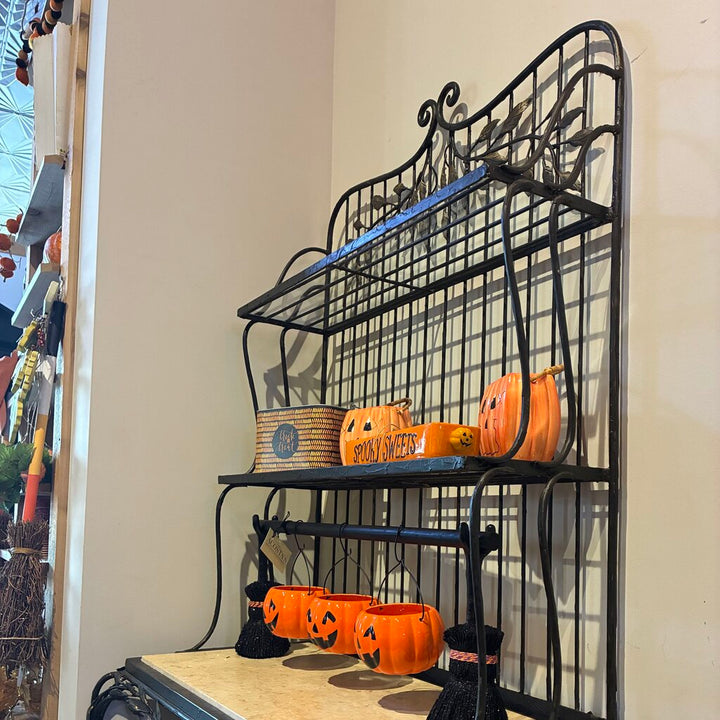 Wrought Iron & Stone Baker's Rack
