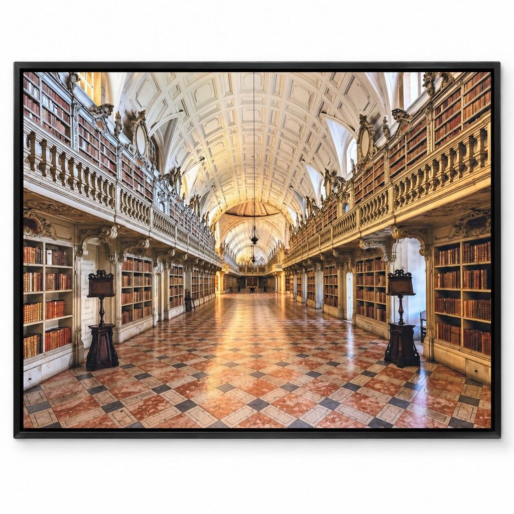 Orig. Price $750 - "Mafra National Palace Library" Framed Canvas