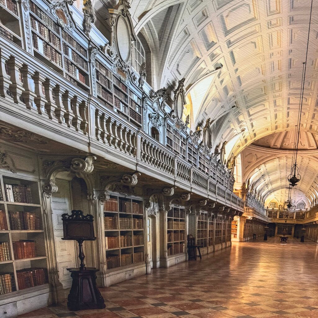 Orig. Price $750 - "Mafra National Palace Library" Framed Canvas