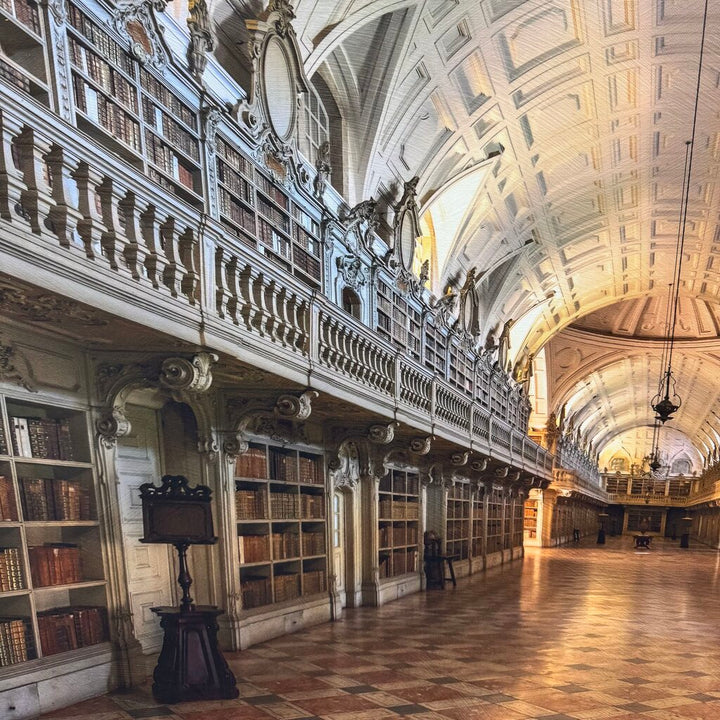 Orig. Price $750 - "Mafra National Palace Library" Framed Canvas