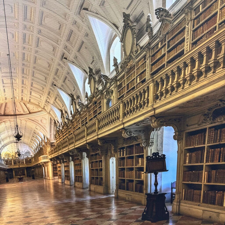 Orig. Price $750 - "Mafra National Palace Library" Framed Canvas