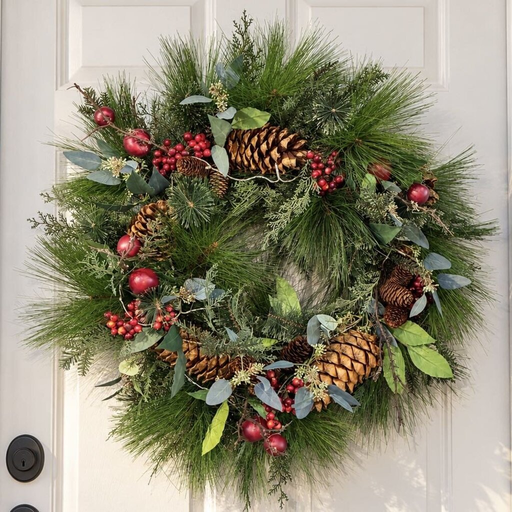 Lg. Pinecone Wreath with Light