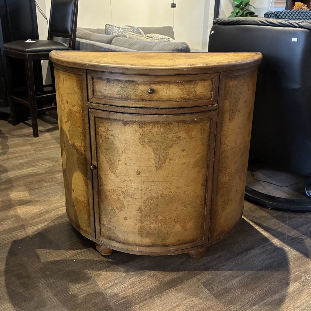 Old World Map Demilune Chest