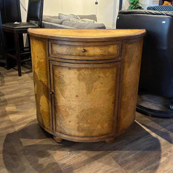 Old World Map Demilune Chest