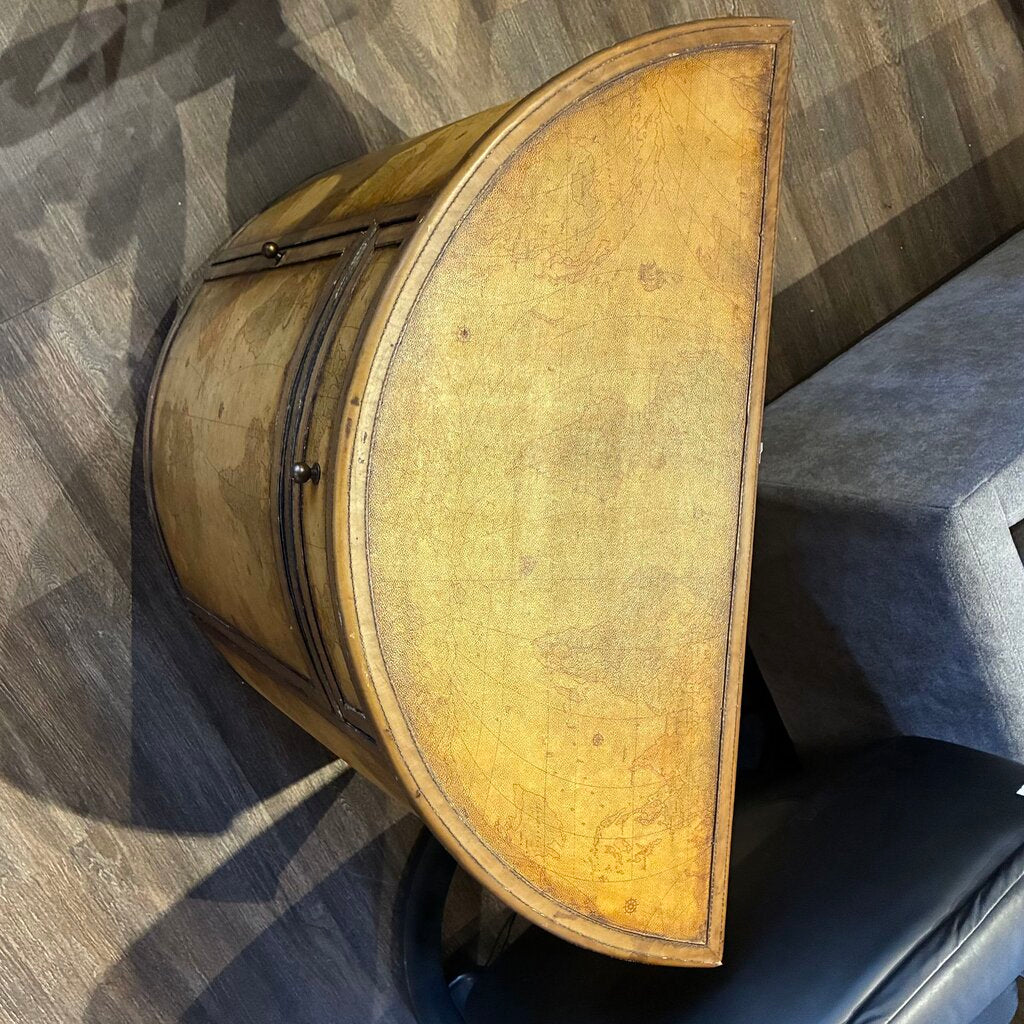 Old World Map Demilune Chest