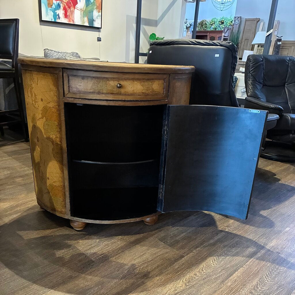 Old World Map Demilune Chest