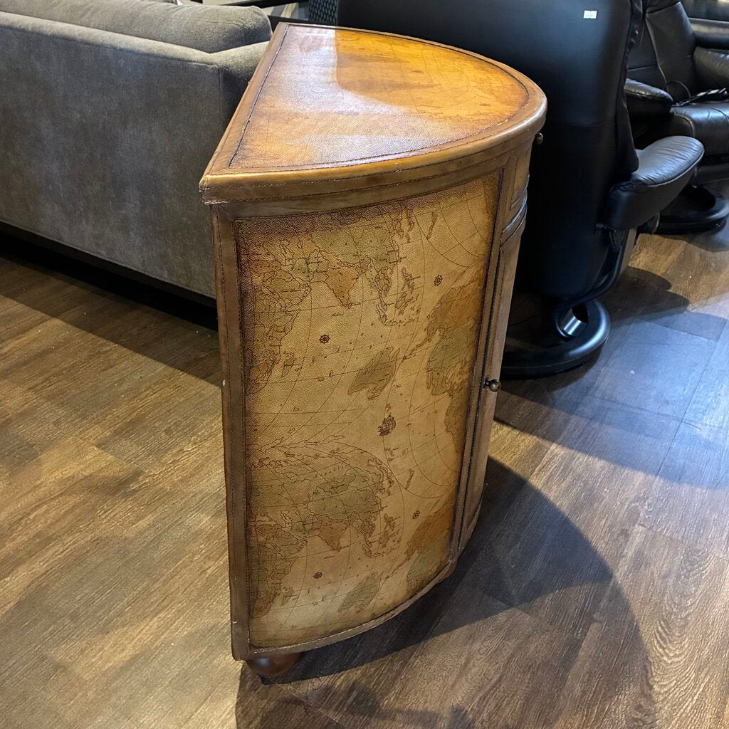 Old World Map Demilune Chest