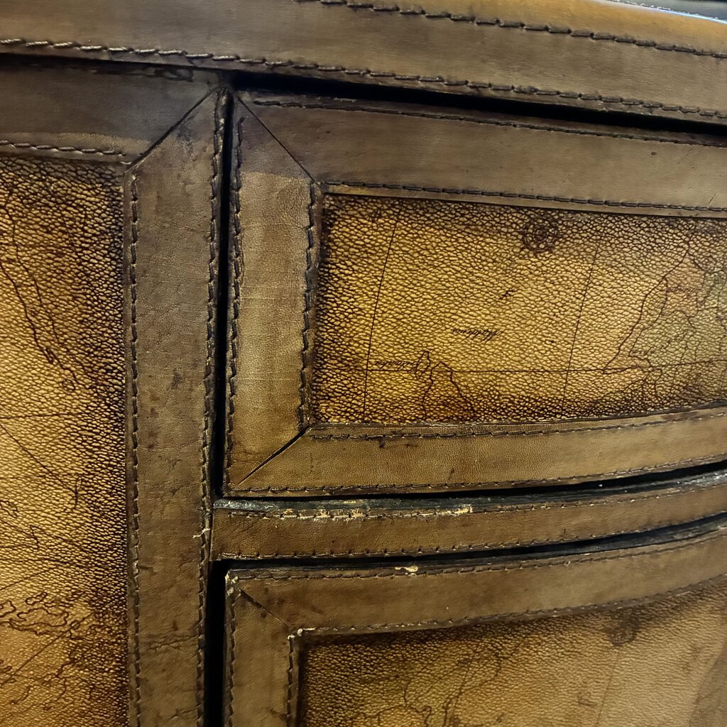Old World Map Demilune Chest