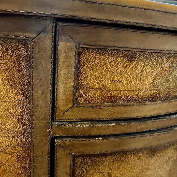 Old World Map Demilune Chest
