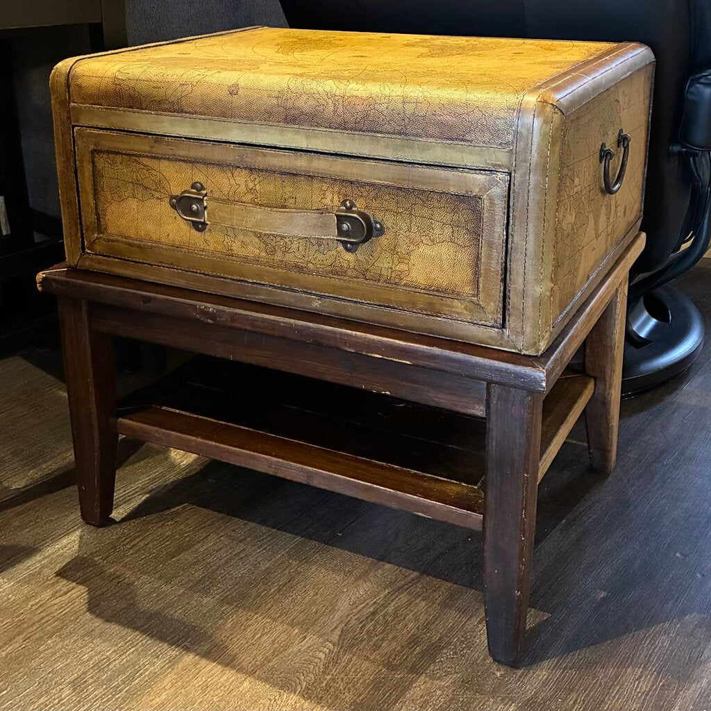 Old World Map Trunk-style End Table