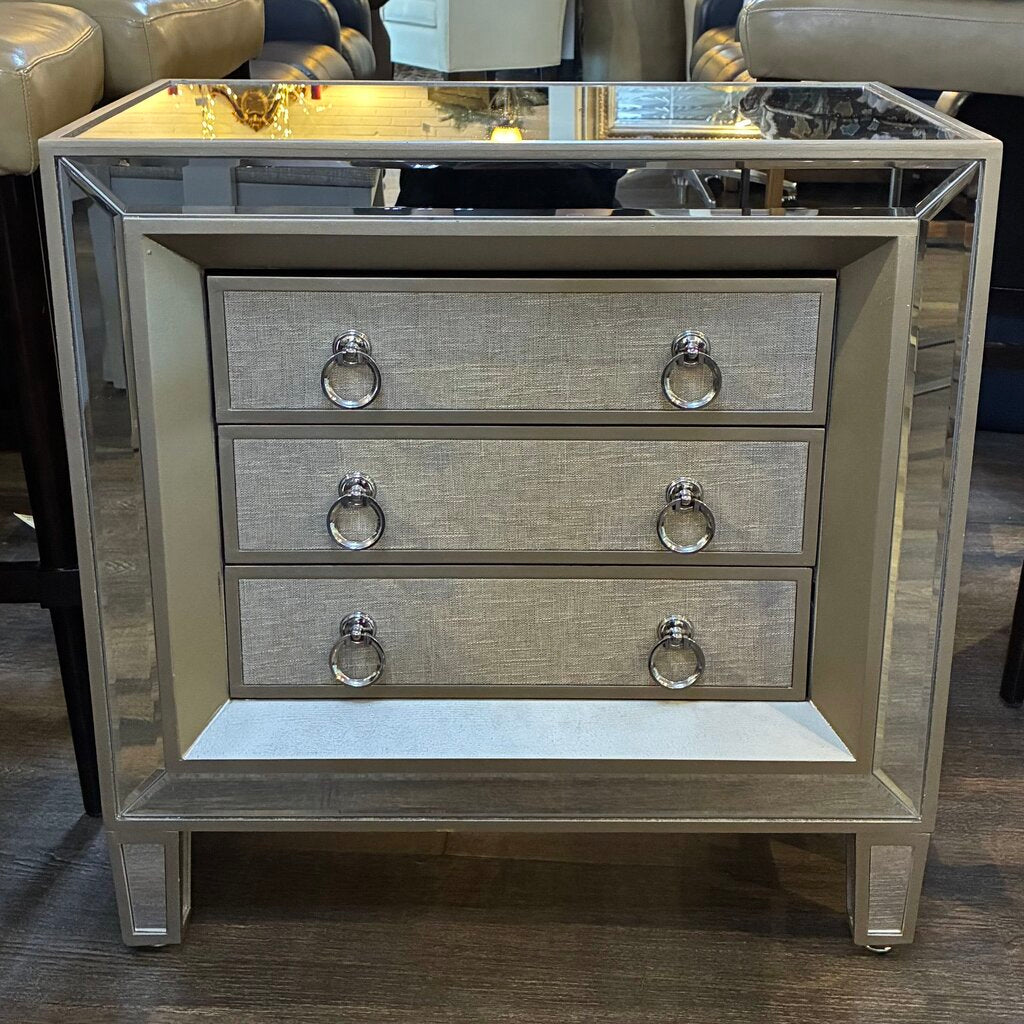 Orig. Price $500 - Mirrored 3-Drawer Nightstand