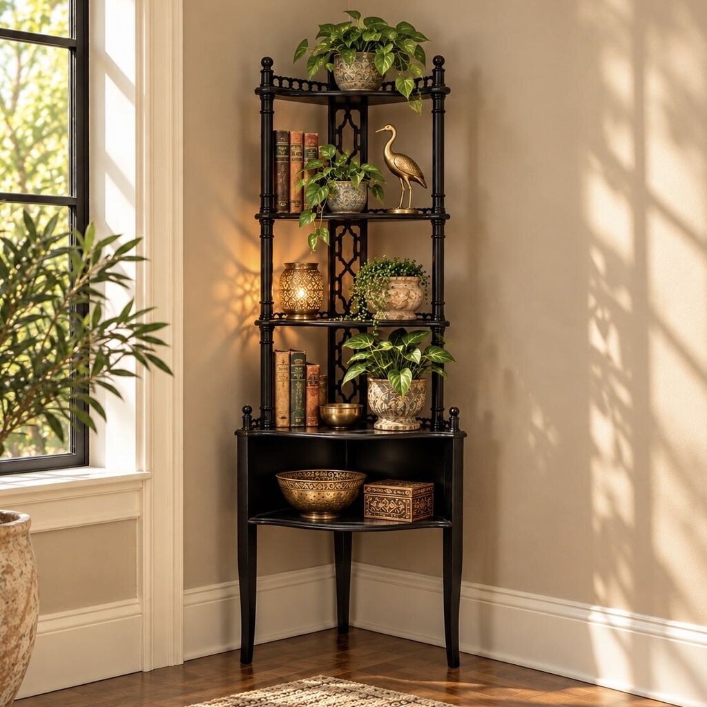 Carved Corner Etagere - Acosta's Home