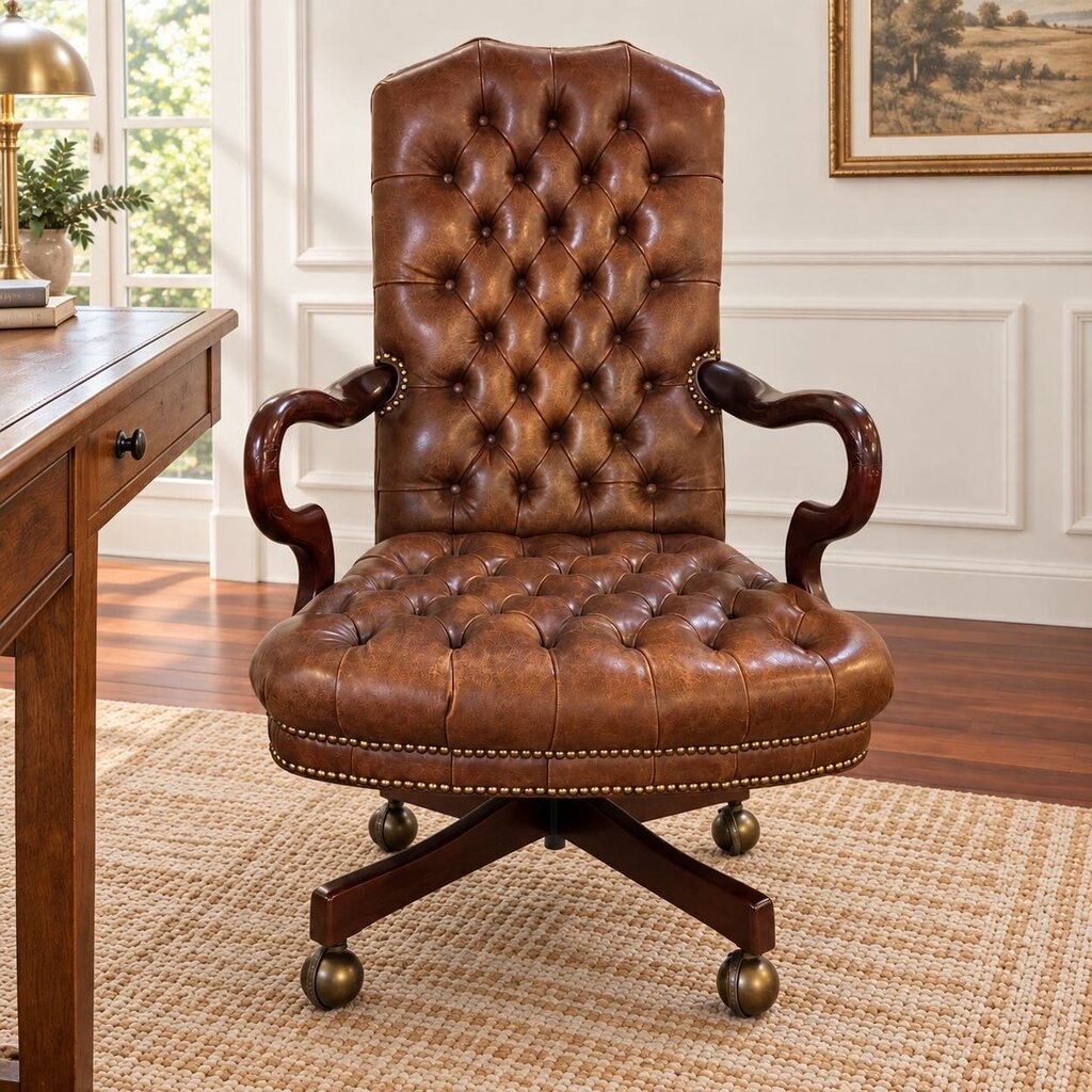 Orig. Price $1,800 - Diamond Tufted Executive Chair w/ Casters