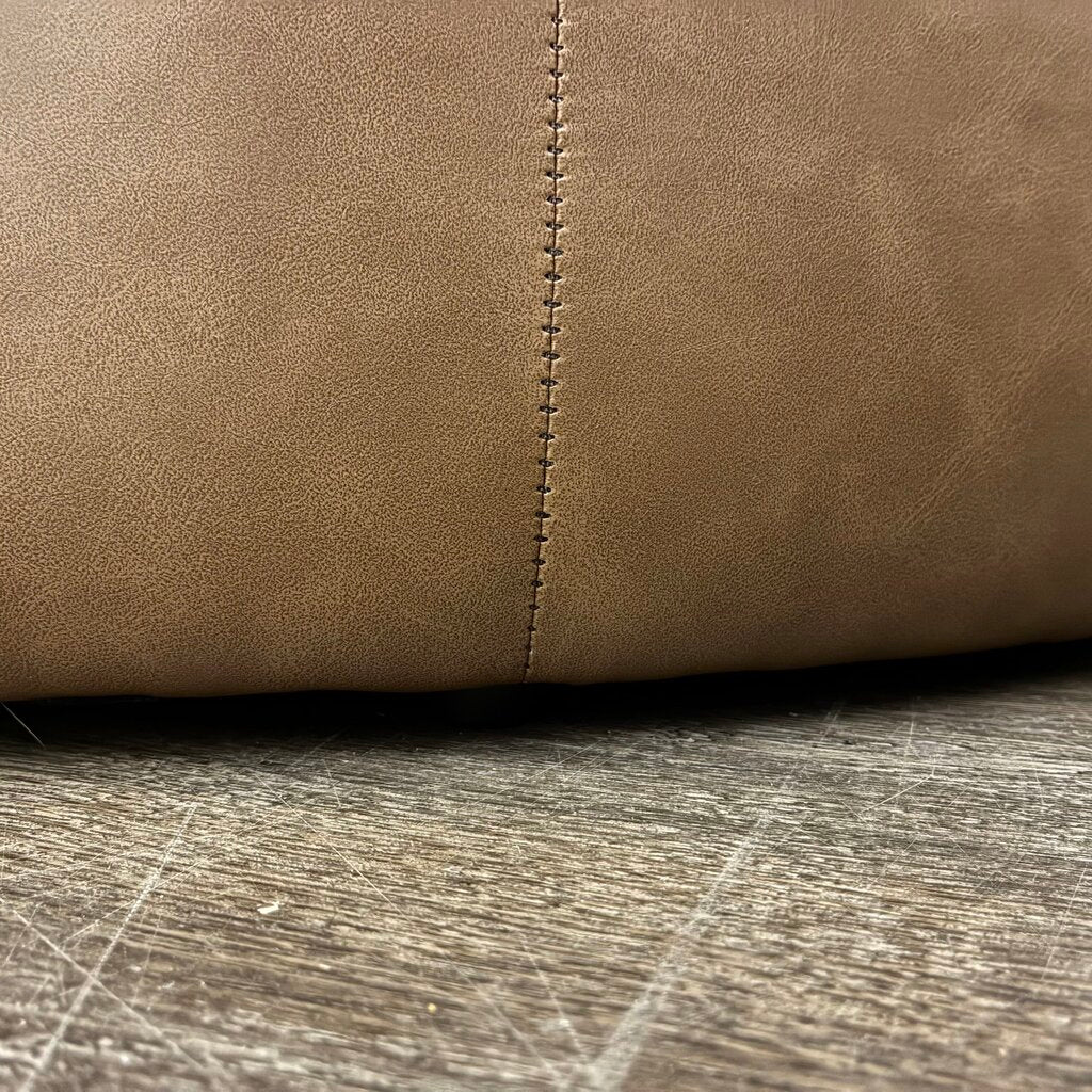Vegan Leather Round Ottoman w/ Storage