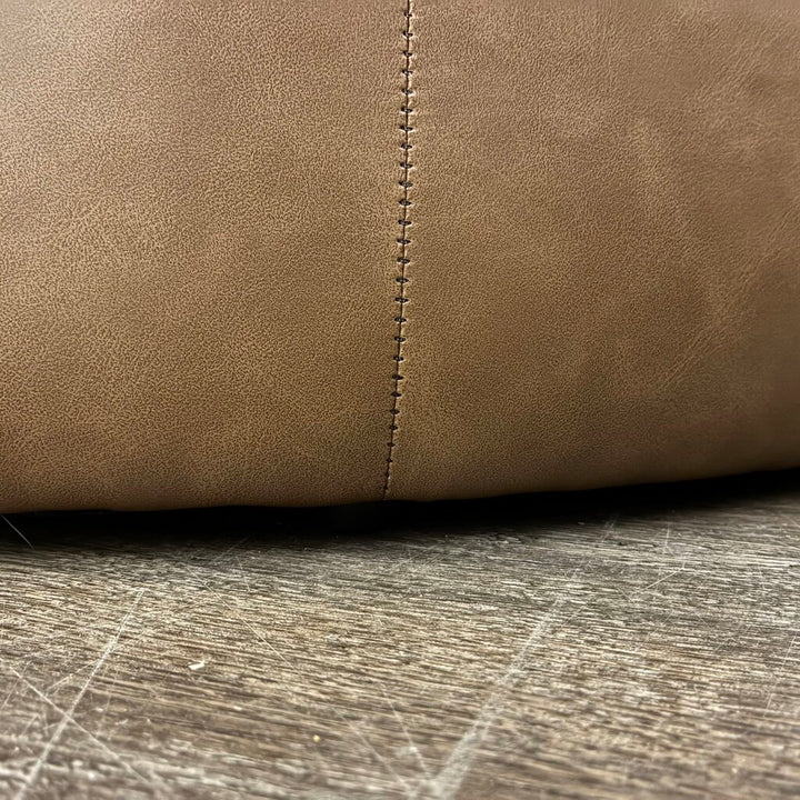 Vegan Leather Round Ottoman w/ Storage