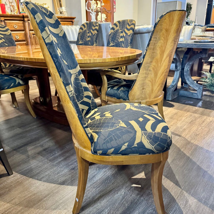Orig. Price $6,700 - Double Pedestal Starbust Dining Table w/ 6 Chairs