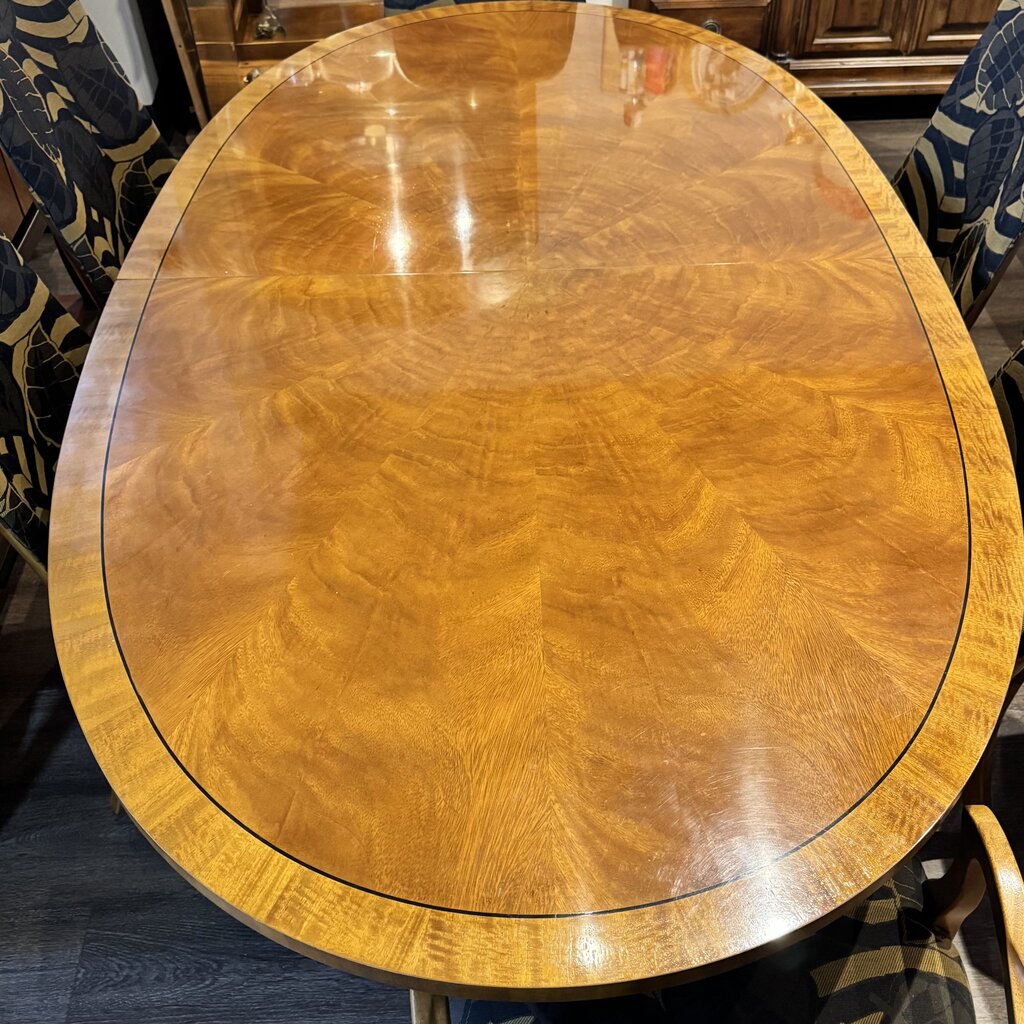 Orig. Price $6,700 - Double Pedestal Starbust Dining Table w/ 6 Chairs
