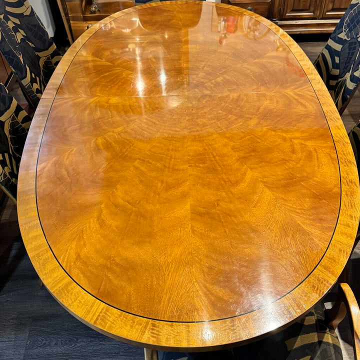 Orig. Price $6,700 - Double Pedestal Starbust Dining Table w/ 6 Chairs