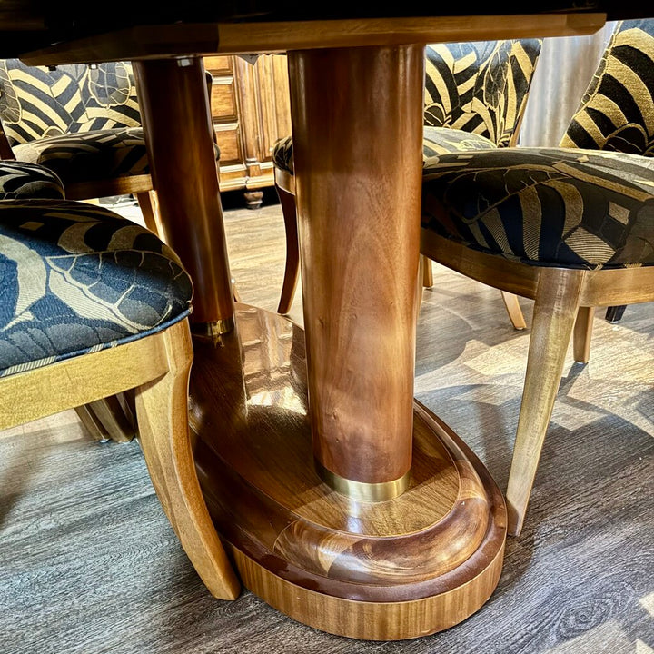 Orig. Price $6,700 - Double Pedestal Starbust Dining Table w/ 6 Chairs