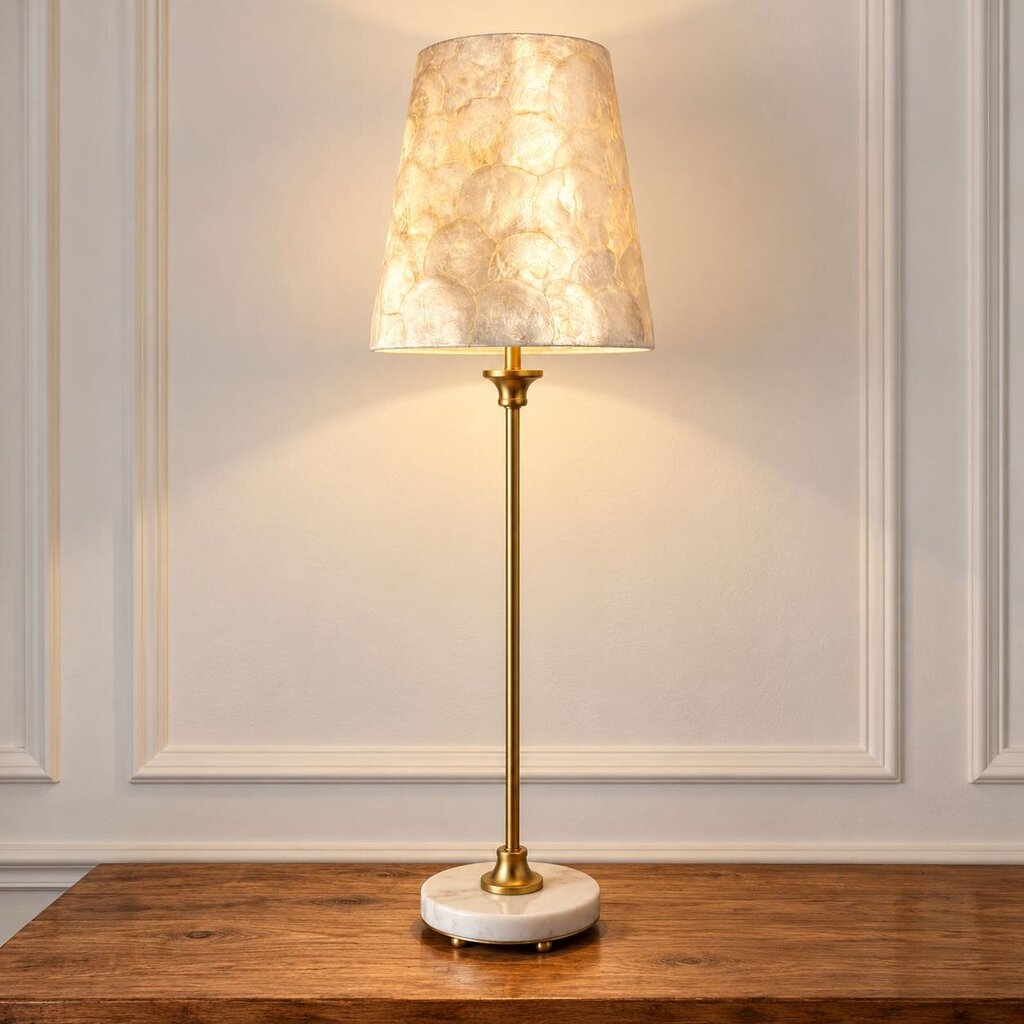 Quartz Base Table Lamp w/ Capiz Shell Shade