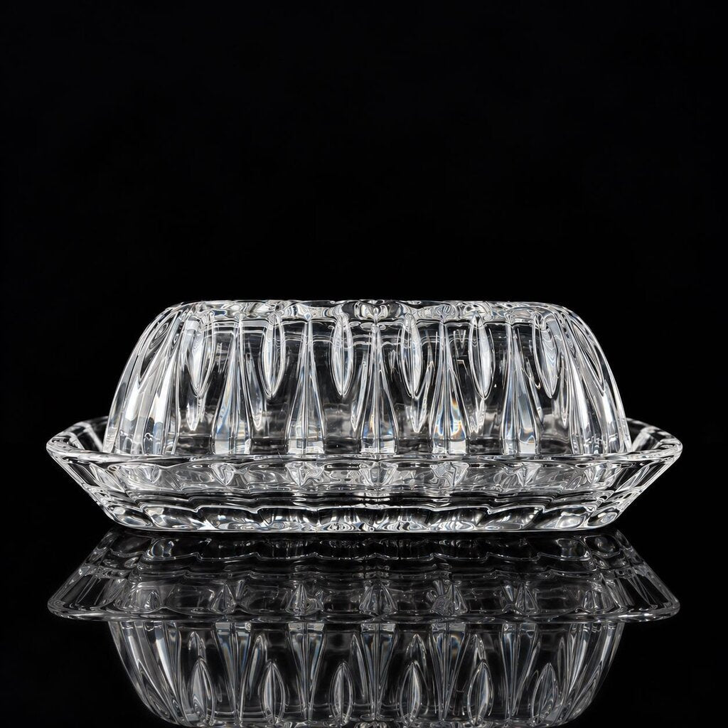 Cut Crystal Lidded Butter Dish - Sheridan - Box