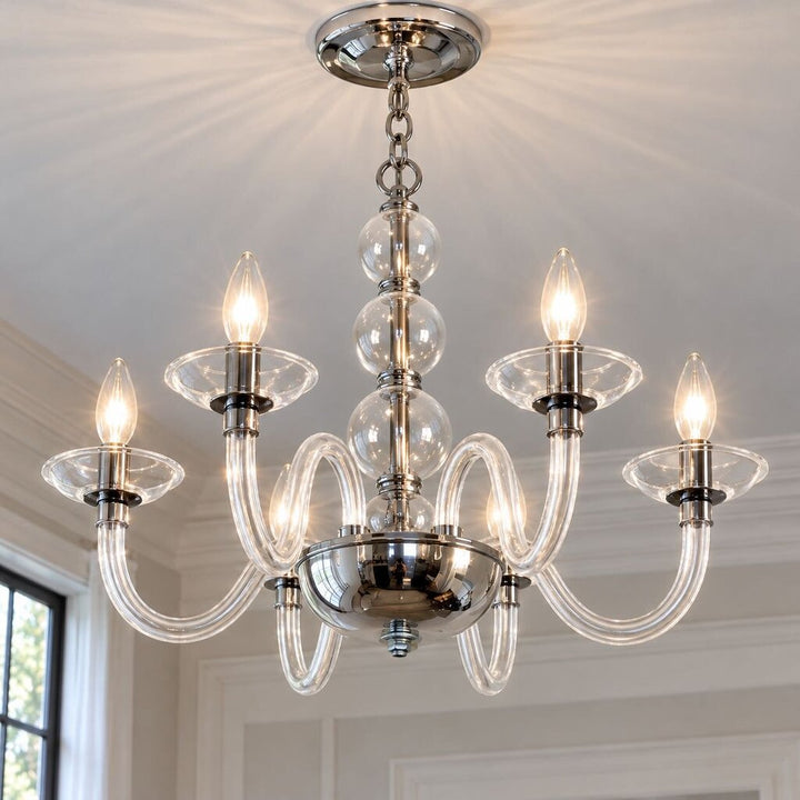 6-Light Blown Glass Chandelier