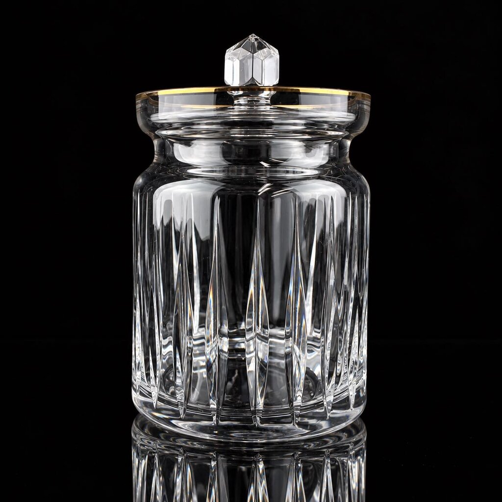 Lidded Crystal Biscuit Jar w/ Gold Rim