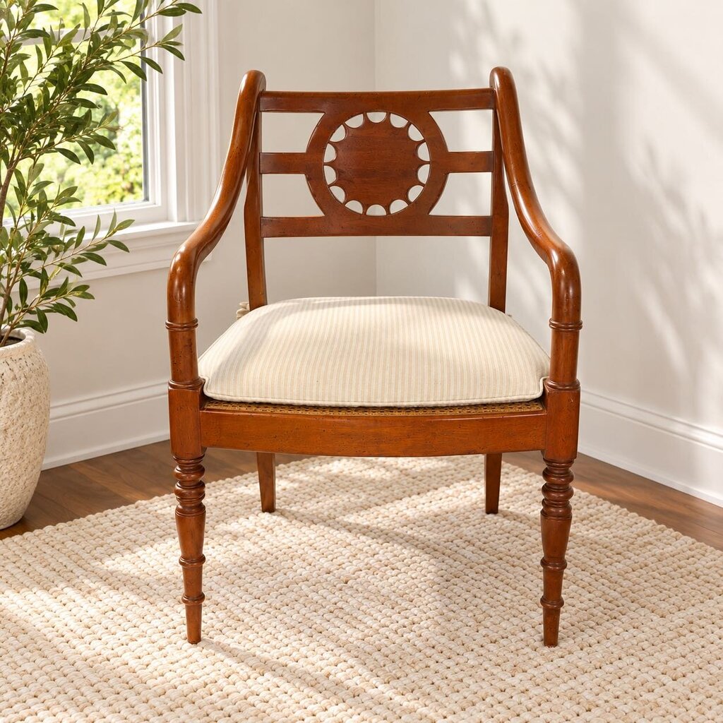 British Colonial-Style Armchair with Cushion - Acosta's Home