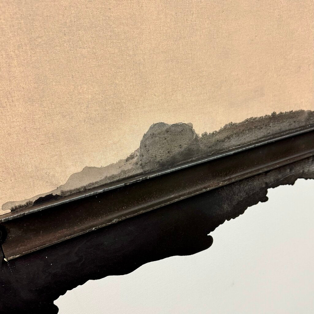 Orig. Price $1000 - Contemporary Abstract Canvas with Metal Bar Detail
