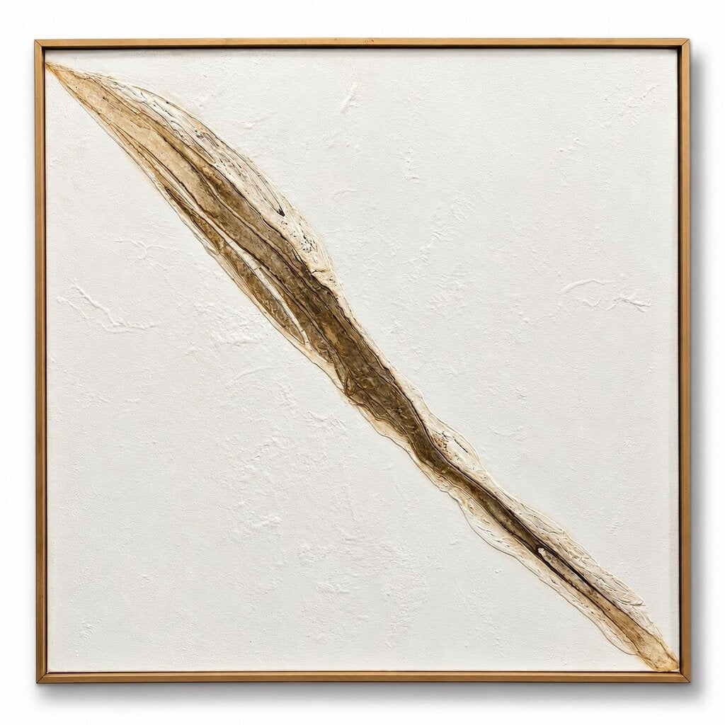 Orig. Price $650- Neutral Sculptural Diagonal Framed Abstract Art