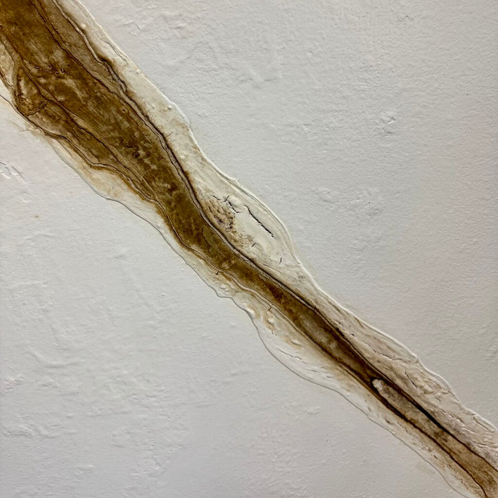 Orig. Price $650- Neutral Sculptural Diagonal Framed Abstract Art